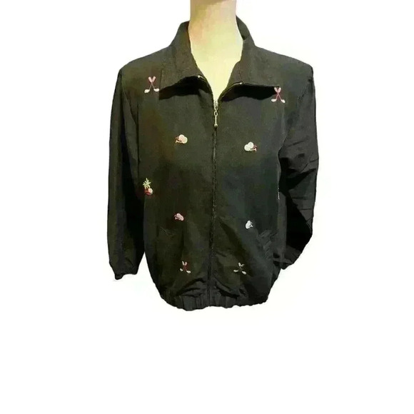 K.T. Golf by Keneth Tool Petite Small Women's Black Zip Up Jacket Windbreaker - Picture 2 of 10